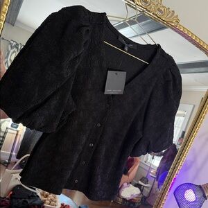 Marc New York Textured Black Sleeveless Top